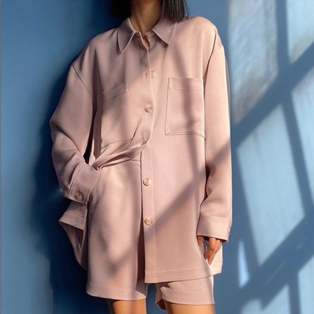 Aritzia Babaton Borna shirt Jacket pink - Picture 2 of 4